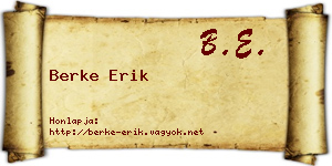 Berke Erik névjegykártya